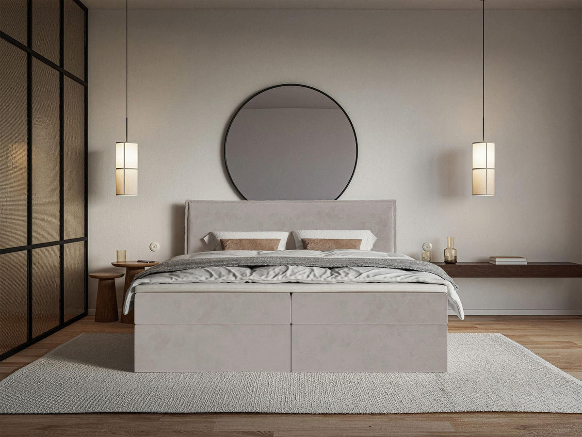 BOXBETT Softie Taupe Velours wasserabweisend 160x200 cm - Graubraun, Textil (160/200cm) - Selsey