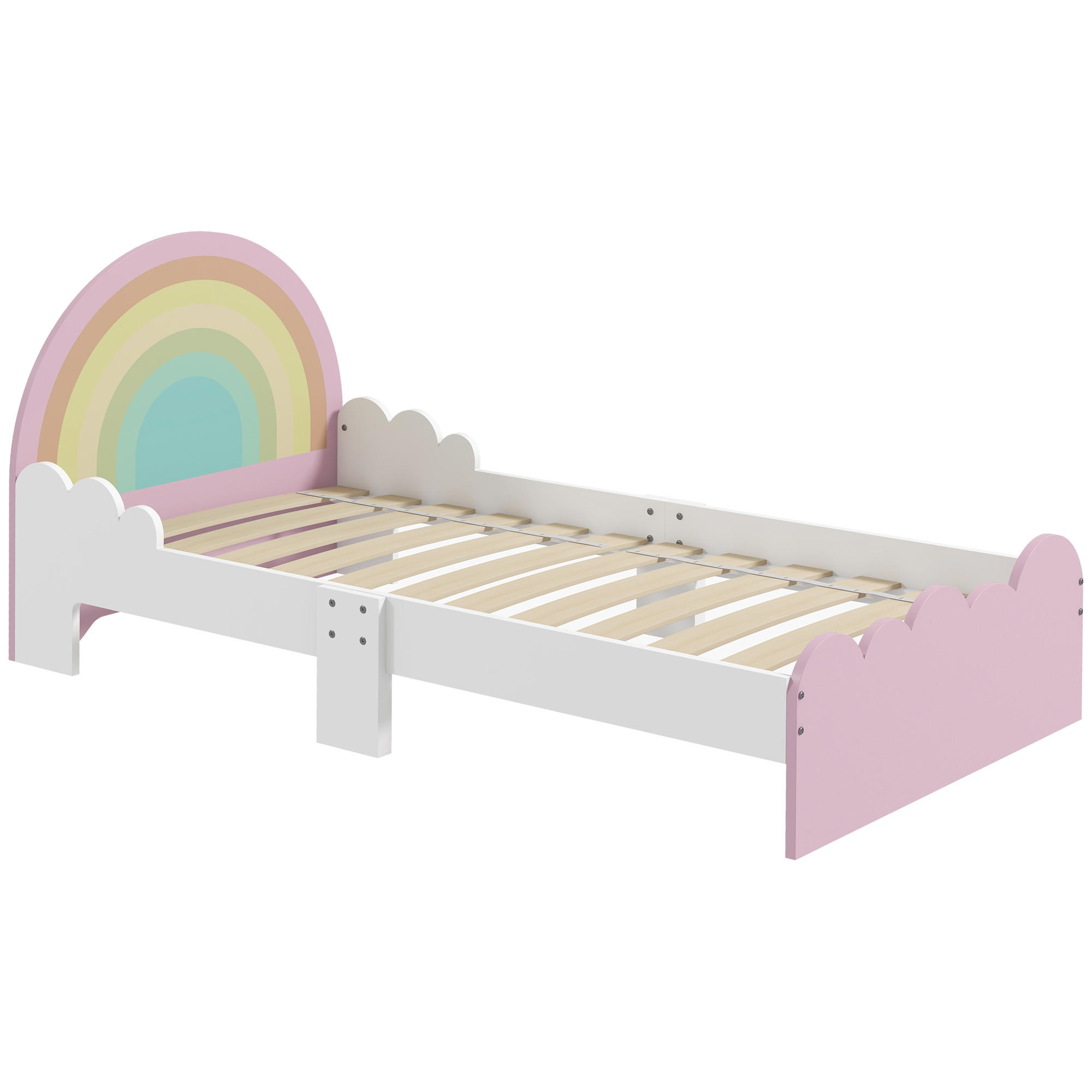 KINDERBETT 140x70 cm DE-14552 mit Regenbogen-Design, inkl. Lattenrost Rosa - Pink, Holzwerkstoff (70/140cm) - ComfortXL