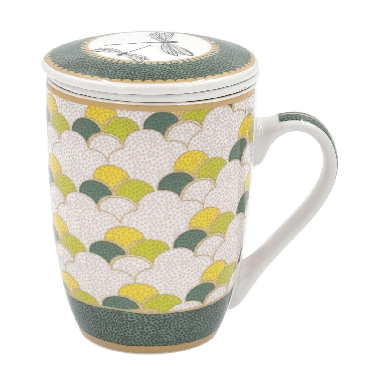 TEEBECHER mit Deckel & Filter MIRABILIA 300 ml "Libellula" - Orange, Keramik (0.36L) - Rose & Tulipani