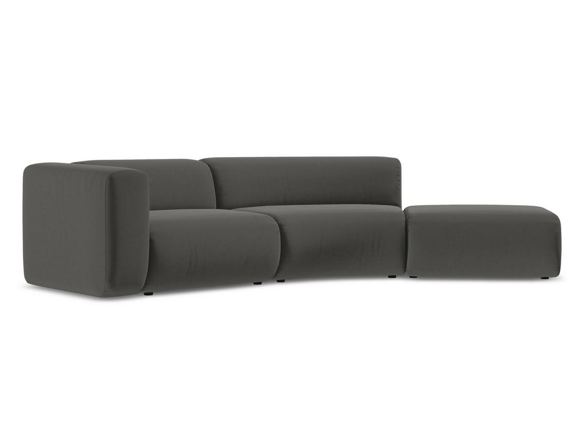 4-SITZER-SOFA Samt Stoff Grau - Dunkelgrau/Schwarz, Kunststoff/Textil (335/70/166cm) - Makamii