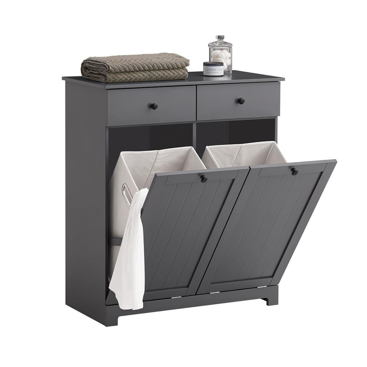 WÄSCHESCHRANK Grau - Grau, Holzwerkstoff (78/90/38cm) - SoBuy