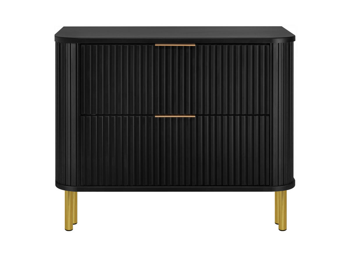 BADEZIMMERSCHRANK : Farbe Schwarz, Griff gold, Füße gold, 80 x 41,5 x 66,7 cm - Goldfarben/Schwarz, Holzwerkstoff (80/66.7/41.5cm) - 3XE LIVING