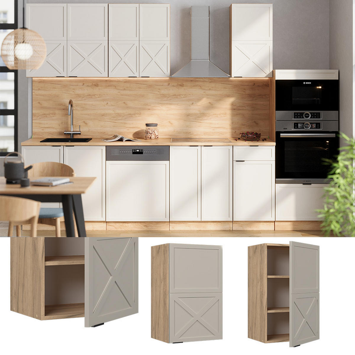 HÄNGESCHRANK Fame-Line GrauBeige 45 cm - Honigeiche/Eiche Wotan, Holzwerkstoff (45/72/34.1cm) - Vicco