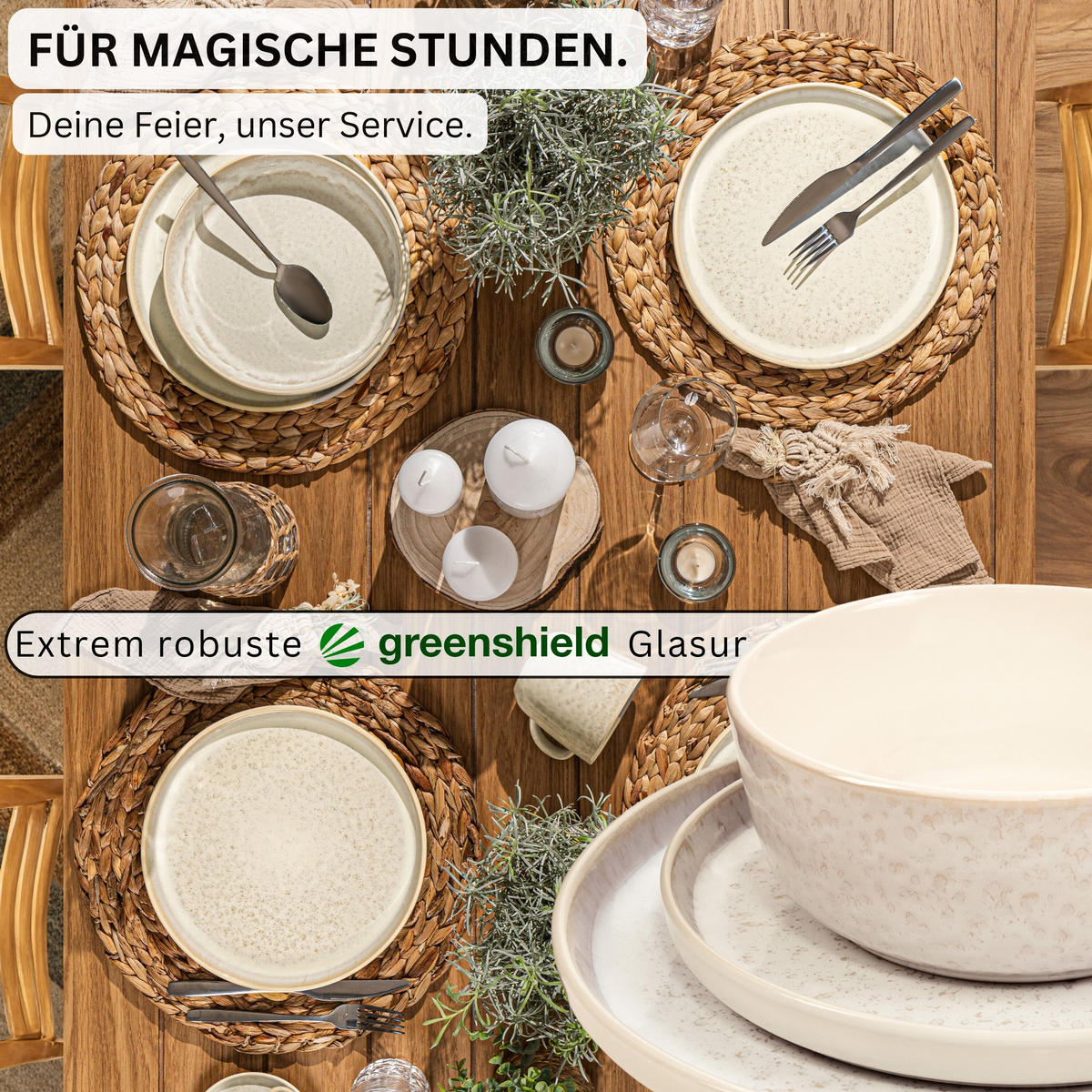 TAFELSERVICE KEY WEST - 24 teilig aus Steingut - Creme, Stein (27/6.5/27cm) - Sänger