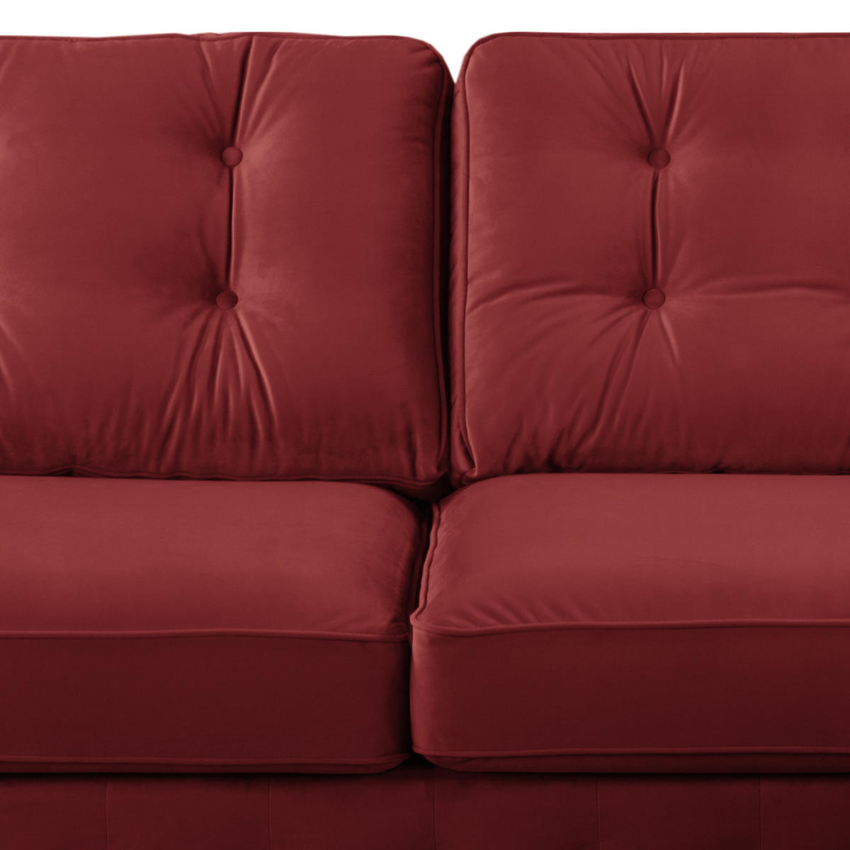 ECKSOFA mit Longchair - Samt - Rot, Textil (302/166cm) - home24