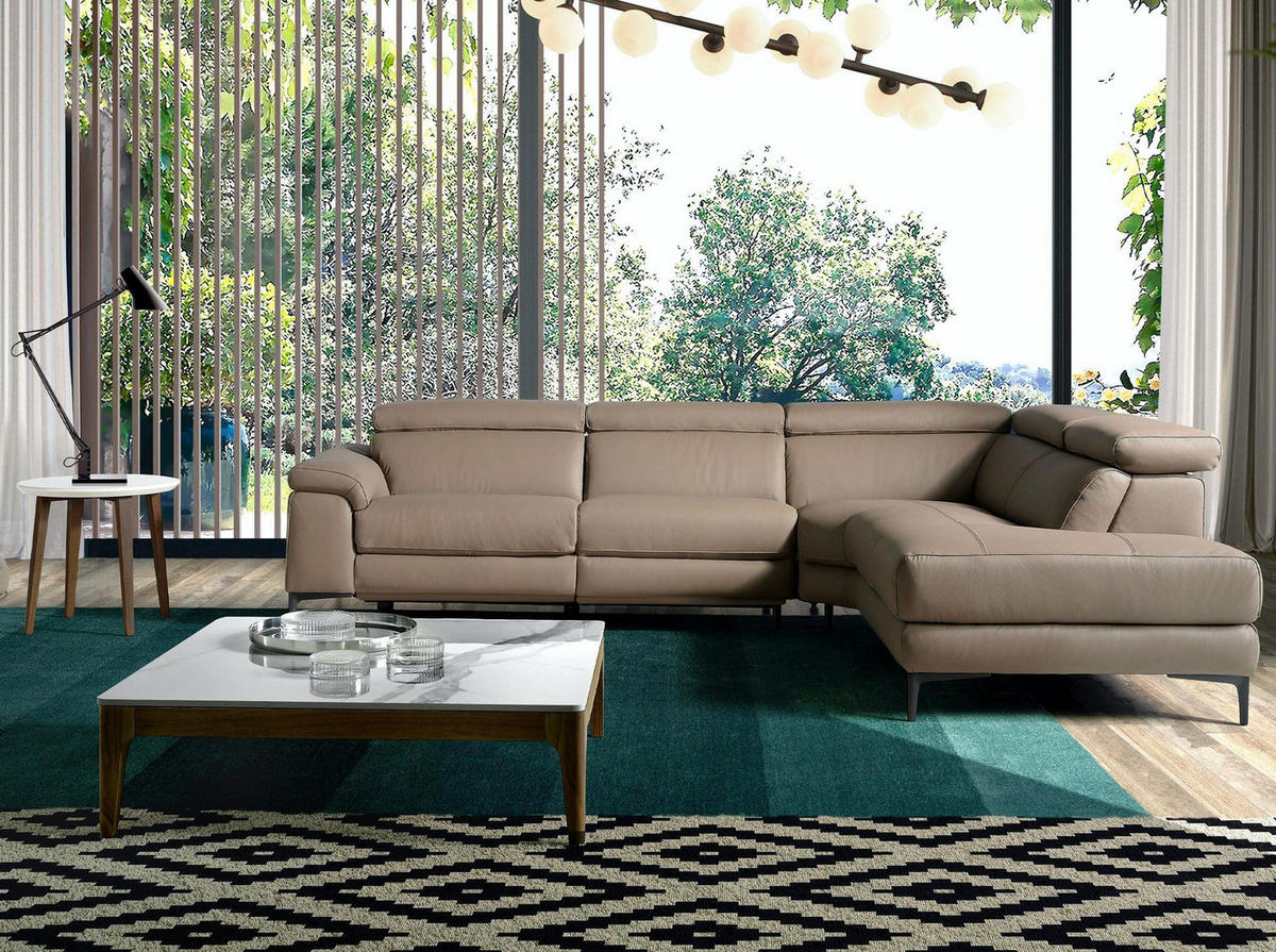 ECKSOFA Relaxsofa mit rechter Chaiselongue in Leder Nerz 295/232/97 cm - Taupe, Leder (295/232cm) - ANGEL CERDA