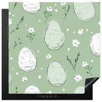 HERDABDECKPLATTE Grün - Eier - Muster Induktionsmatte 78x78 cm - Waldgrün, Kunststoff (78/78/0.2cm) - MuchoWow