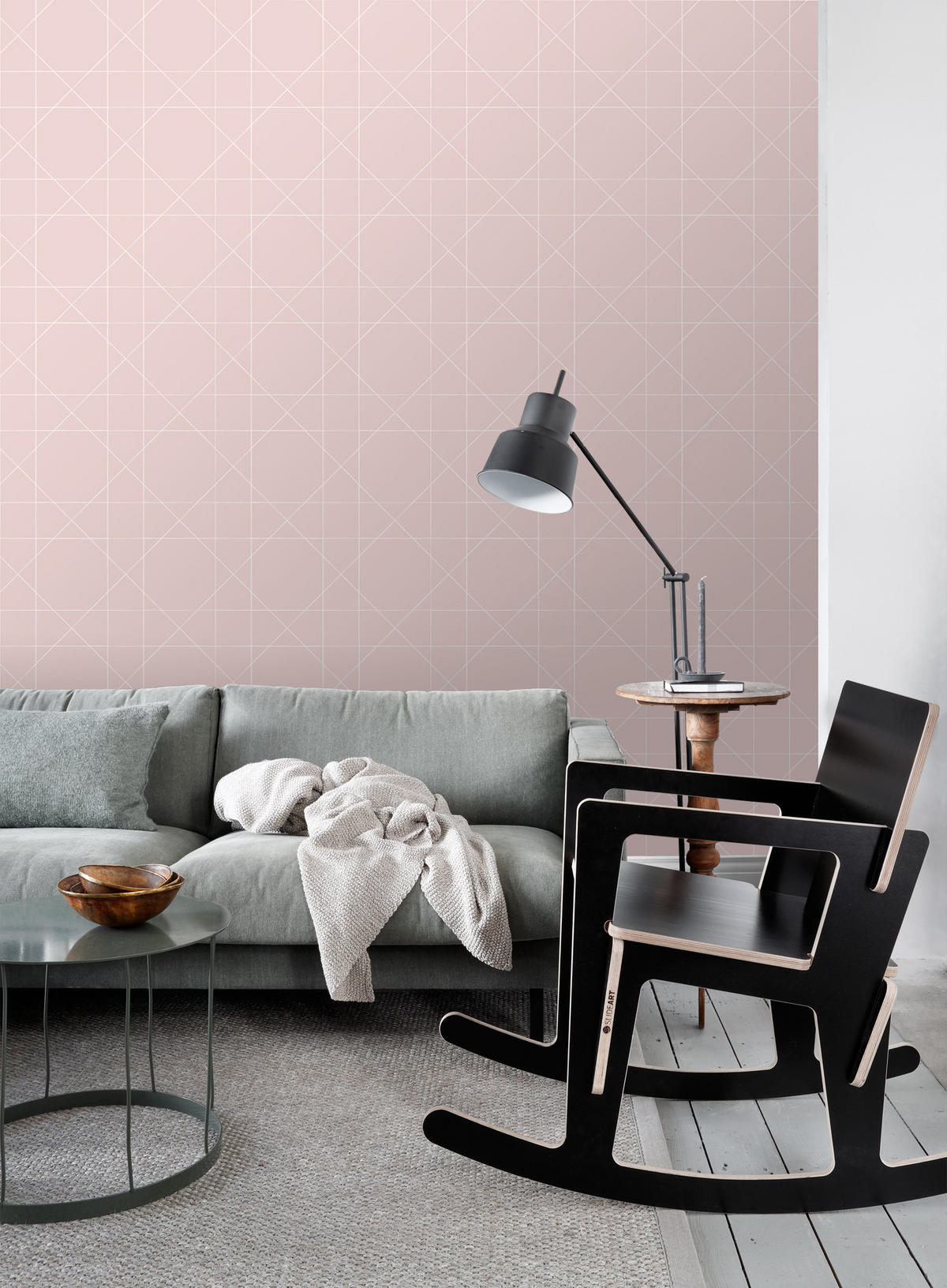 TAPETE grafische Linien 53 cm x 10.05 m - Pink, Papier (53/1000cm) - ESTAhome
