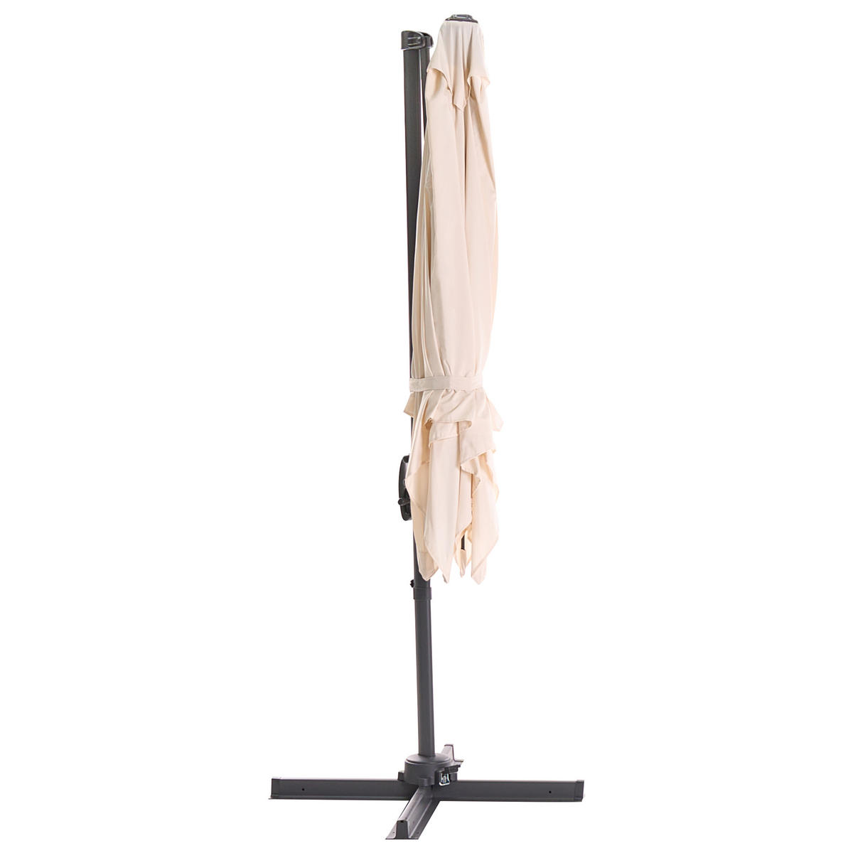 FRIHÄNGANDE PARASOLL ljusbeige/mörkgrått 250/250/235 cm Monza - Beige/Svart, Textil (250/250cm) - Beliani