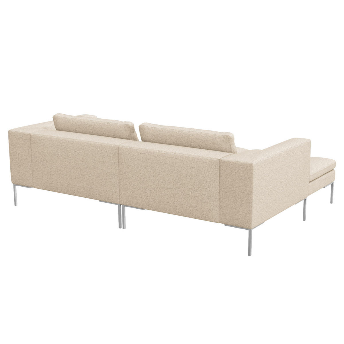 ECKSOFA mit breitem Ottomane - Webstoff - Chromfarben/Beige, Textil/Metall (244/170cm) - home24