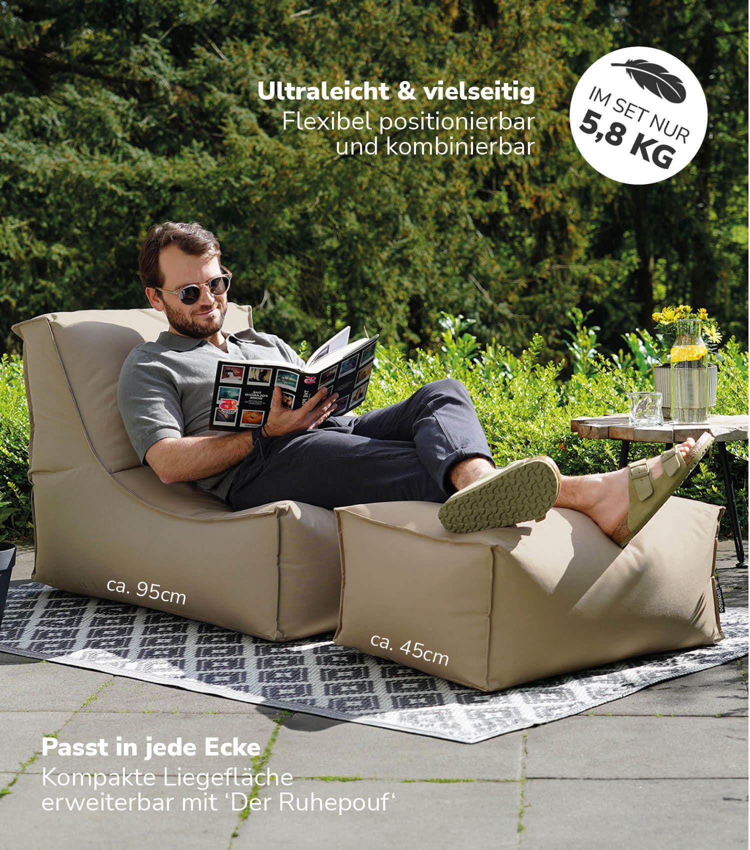 SITZSACK Der Sundowner - Cappuccino, Textil (60/65/95cm) - Mokebo