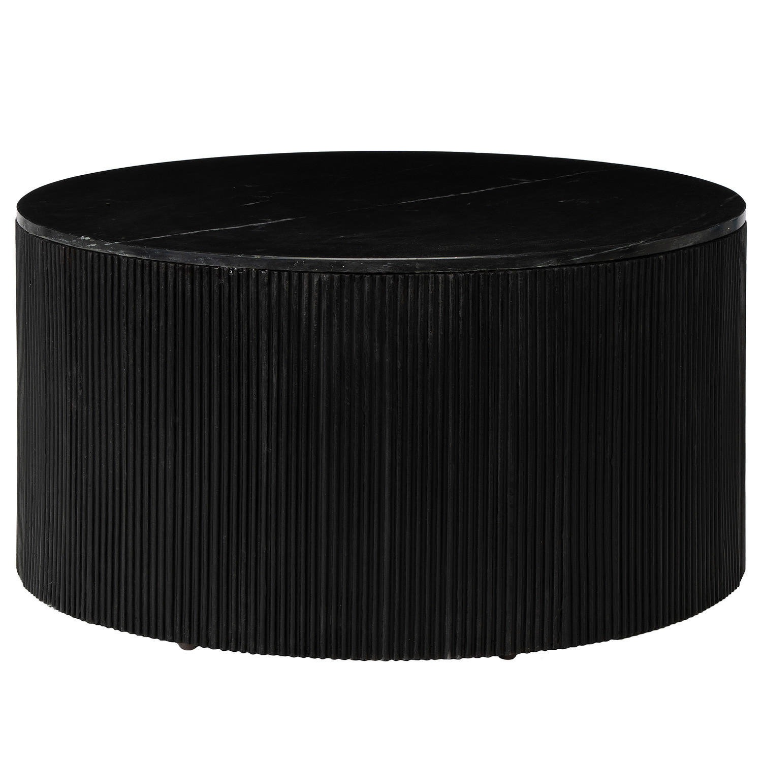 COUCHTISCH - Marmor / Mango massiv - Marmor Schwarz / Mango Schwarz - Schwarz, Holz/Stein (80/80/42cm) - home24