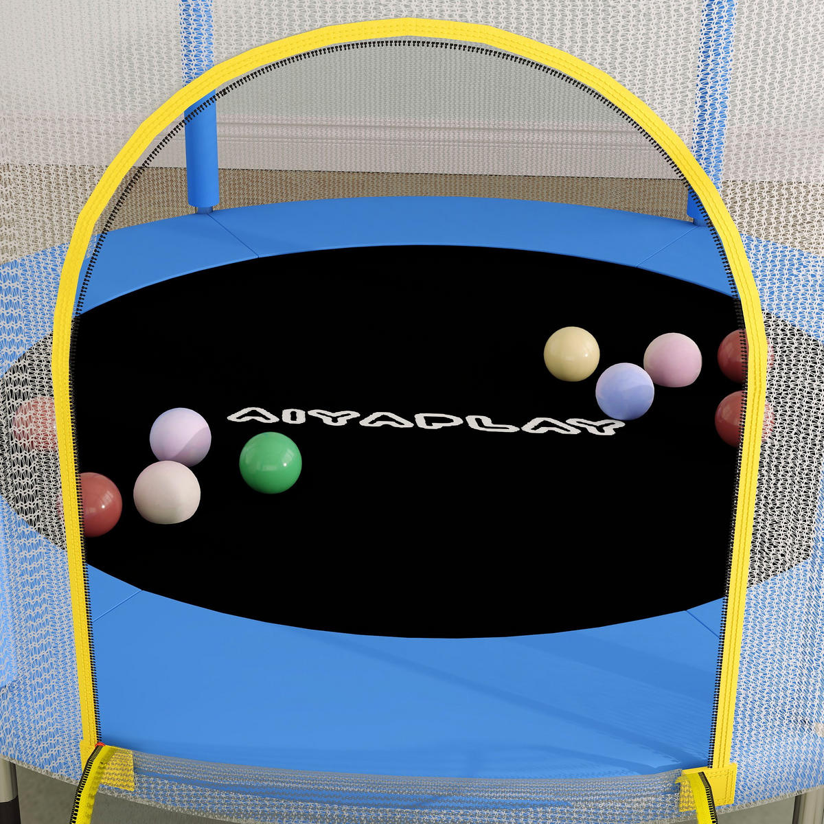 KINDER TRAMPOLIN, Blau+Gelb, Stahl, Kunststoff - Blau, Metall (140/140cm) - AIYAPLAY
