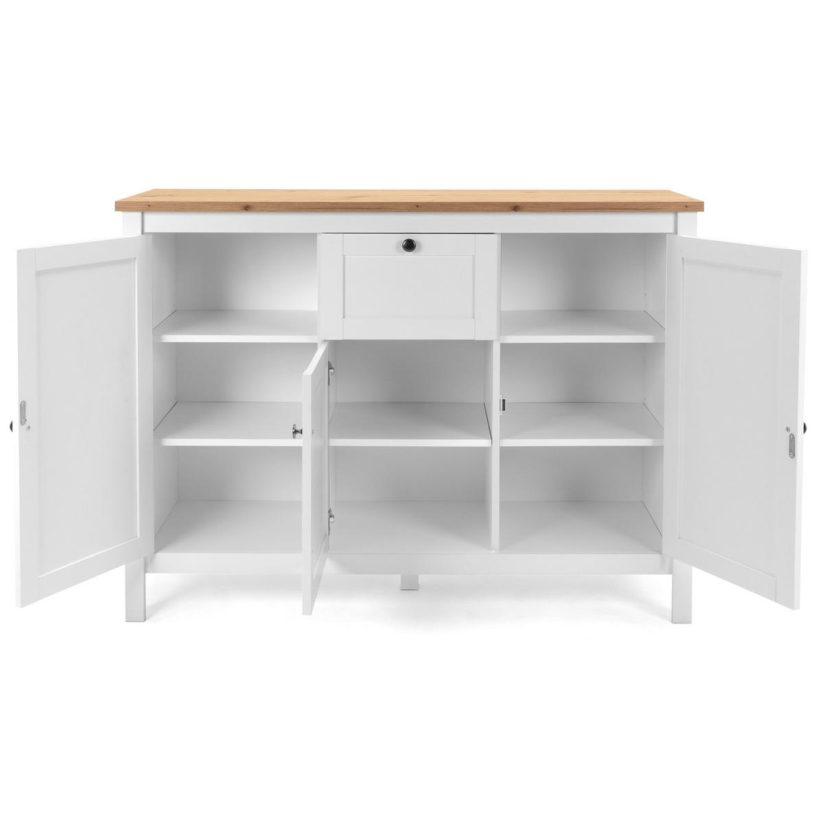 SIDEBOARD 120/90/40 cm Weiß, Natur - Chromfarben/Weiß, Holz (120/90/40cm) - Homestyle4u