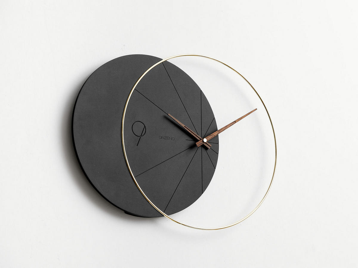WANDUHR Design 58/40,4 cm - Schwarz, Holzwerkstoff/Metall (1.66/40.4/1cm) - ONZENO