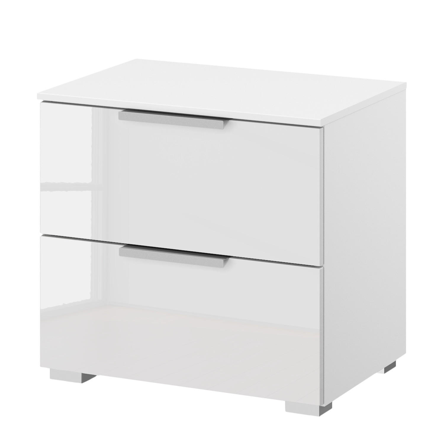 NACHTKOMMODE - 2 Schubladen - Weiß Hochglanz/Weiß, Holzwerkstoff (50/48/42cm) - home24