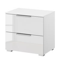 NACHTKOMMODE - 2 Schubladen - Weiß Hochglanz/Weiß, Holzwerkstoff (50/48/42cm) - home24