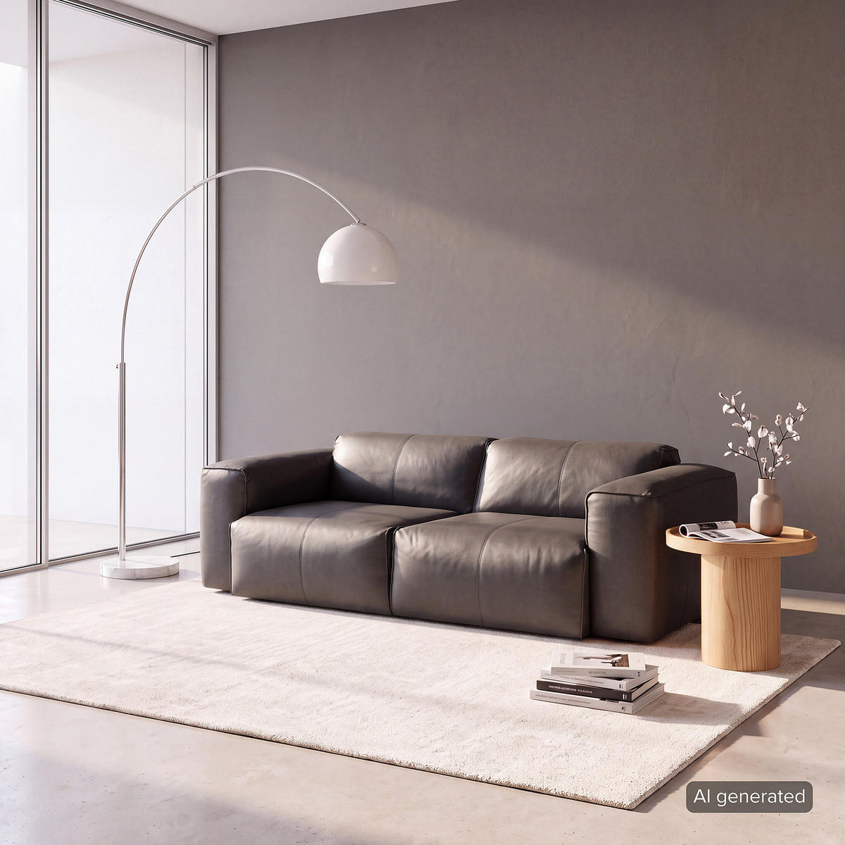 2-SITZER SOFA - Schwarz/Grau, Leder/Kunststoff (220/71/102cm) - home24