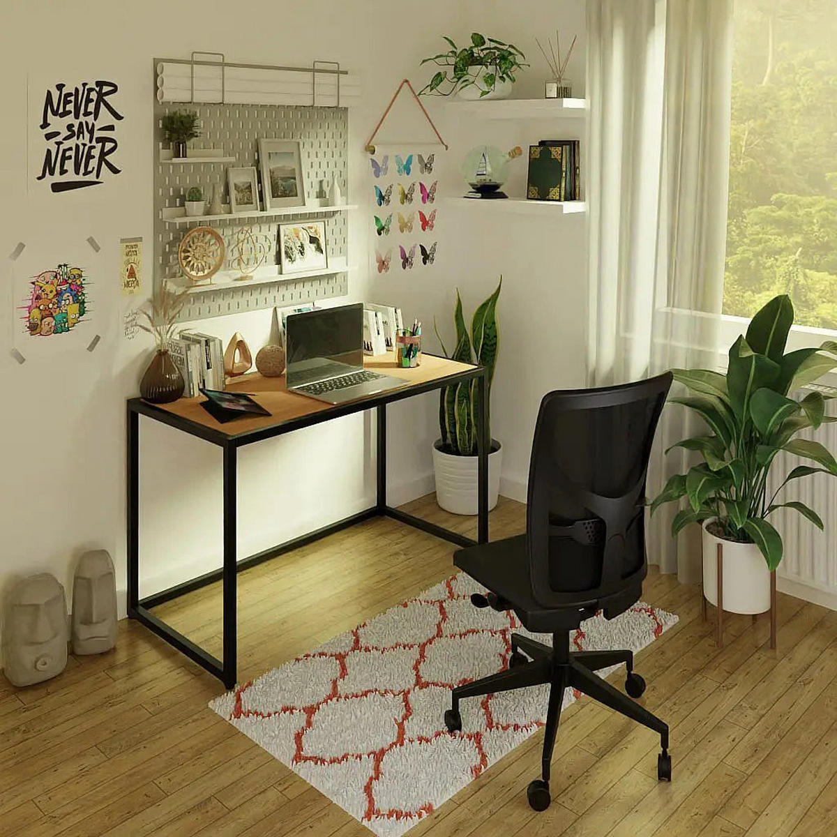 SCHREIBTISCH Adda 120x74 cm – Schwarz mit Buche Dekor - Schwarz, Holzwerkstoff (74/120/74cm) - Letti Moderni