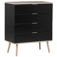 KOMMODE 4 Schubladen schwarz/heller Holzfarbton Walpi - Hellbraun/Schwarz, Holzwerkstoff (79/93/40cm) - Beliani