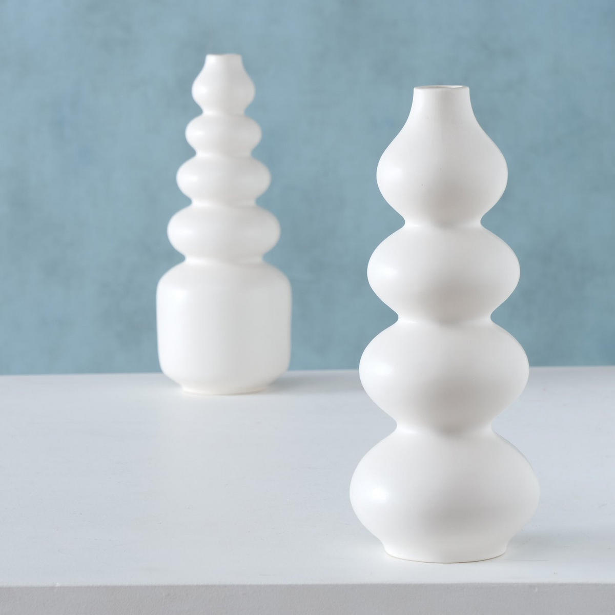 KERAMIKVASE in runder Form Brunila 12/12/30 cm - Weiß, Keramik (30cm) - Boltze Home