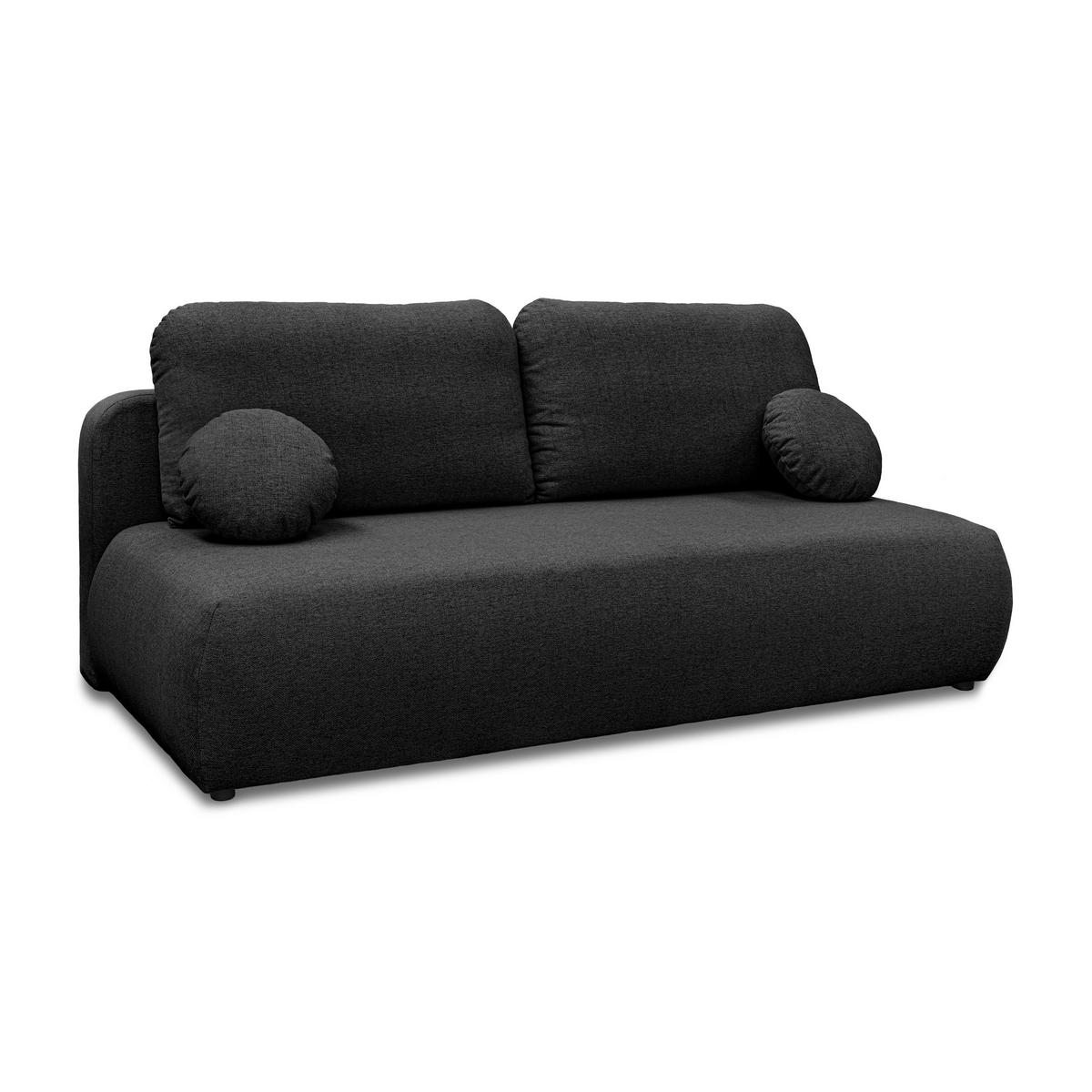 Schlafsofa CLAIRE, zweisitzig, mit Schlaffunktion, Neve 100 - Schwarz, Textil (208/90/95cm) - Lookway