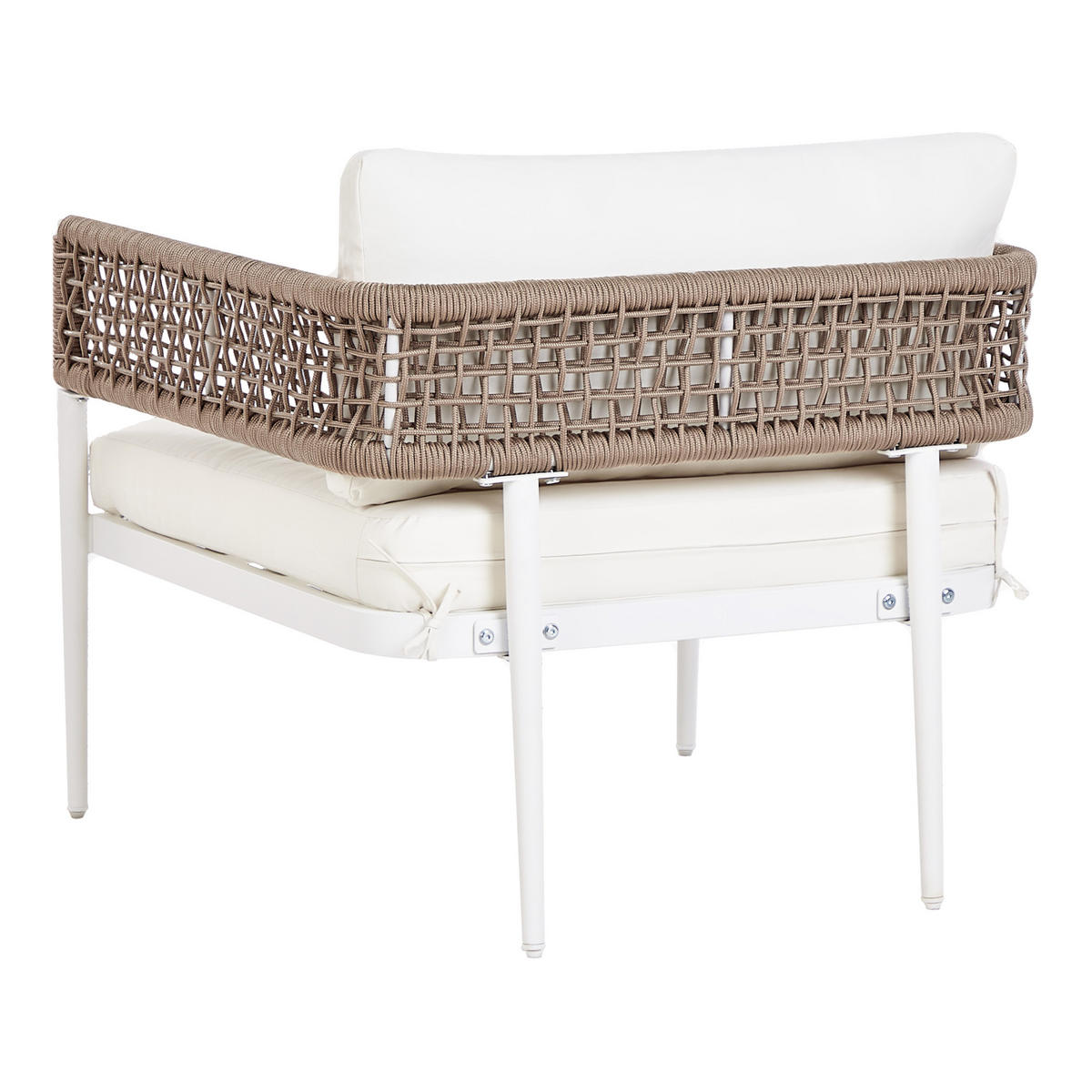 LOUNGE-SET 4-sitzer Symmetrisch Aluminium Weiß Serla - Beige/Weiß, Metall - Beliani
