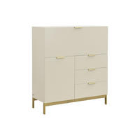 SEKRETÄR mit 2 Türen & 3 Schubladen - MDF & Metall - Beige - ERWIN - Beige, Holz (40/100/115cm) - Vente-Unique