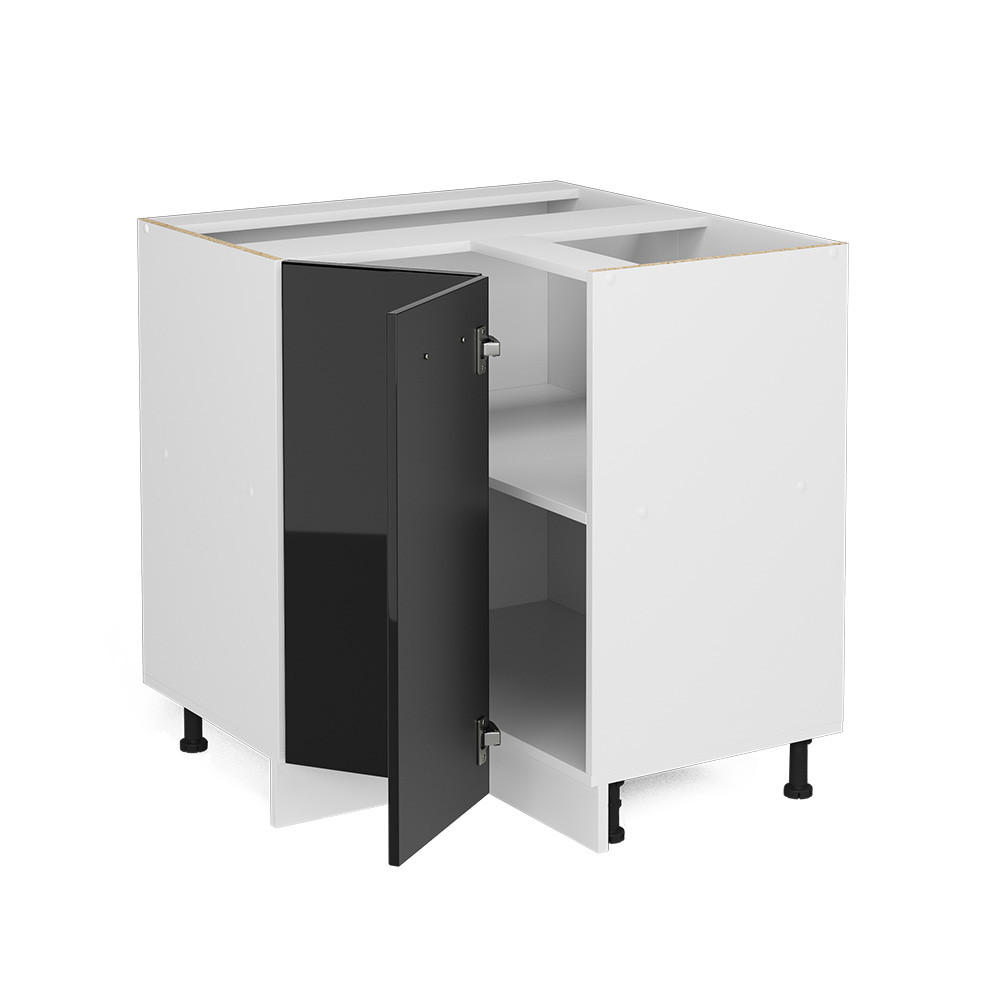 ECKUNTERSCHRANK R-Line Schwarz Hochglanz 75.6 cm ohne AP - Schwarz Hochglanz/Schwarz, Holzwerkstoff (75.6/81.6/46cm) - Vicco
