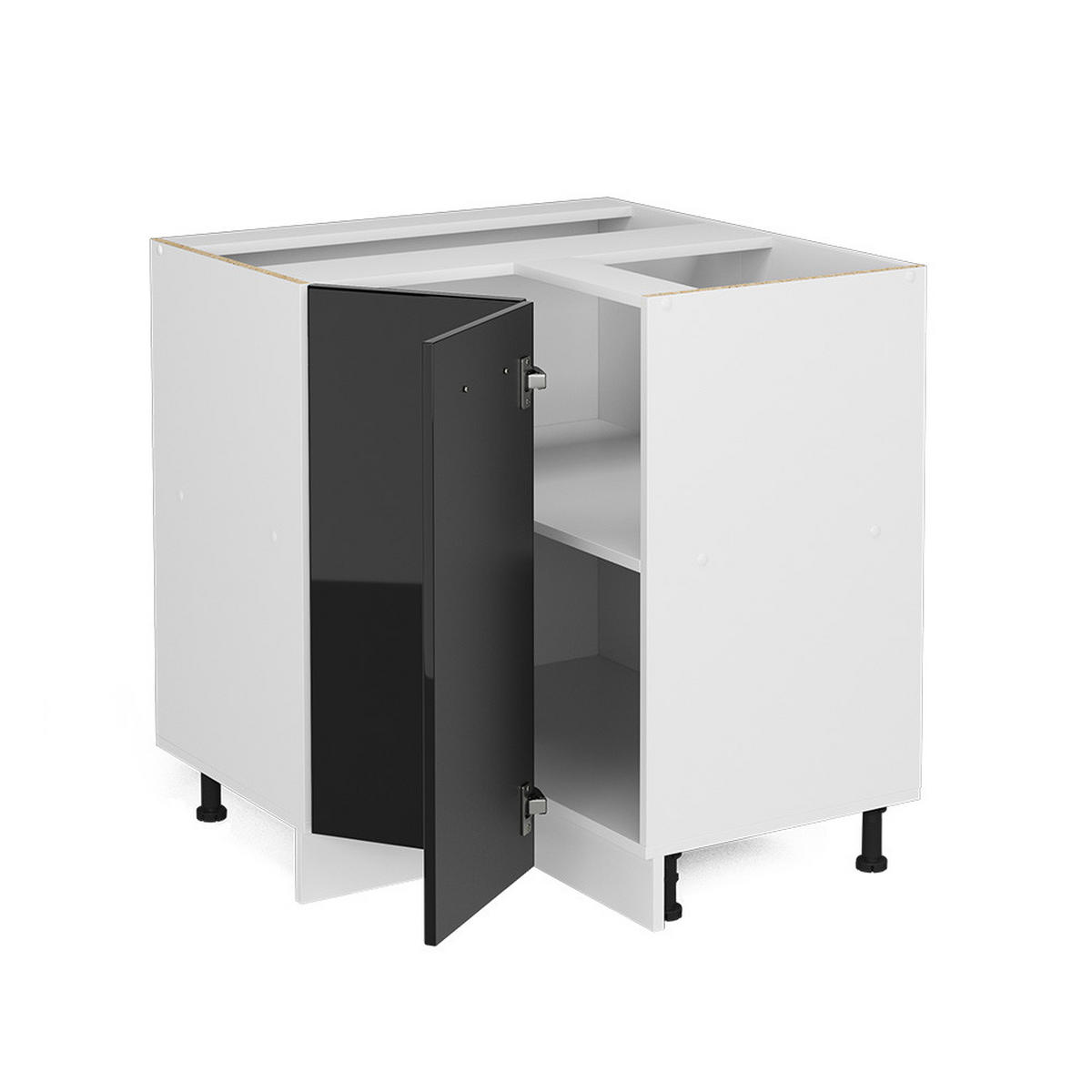 ECKUNTERSCHRANK R-Line Schwarz Hochglanz 75.6 cm, AP Anthrazit - Schwarz Hochglanz/Schwarz, Holzwerkstoff (75.6/81.6/60cm) - Vicco