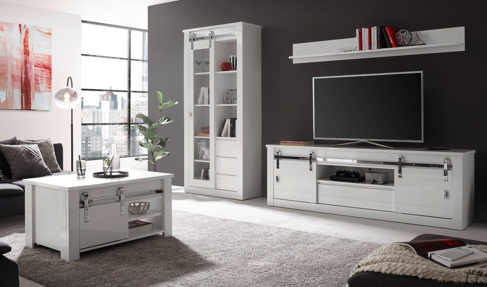 Furn.Design Wandboard Weiß 184x22x15 cm