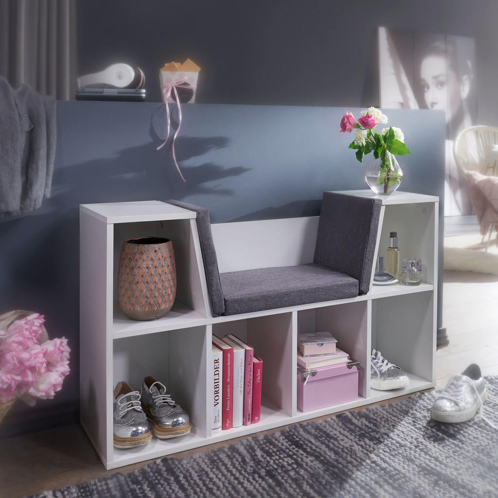 Thumbnail - Kadima Design Schuhbank, Weiß, Textil, 102x62x30 cm, Garderobe, Garderobenbänke, Schuhbänke