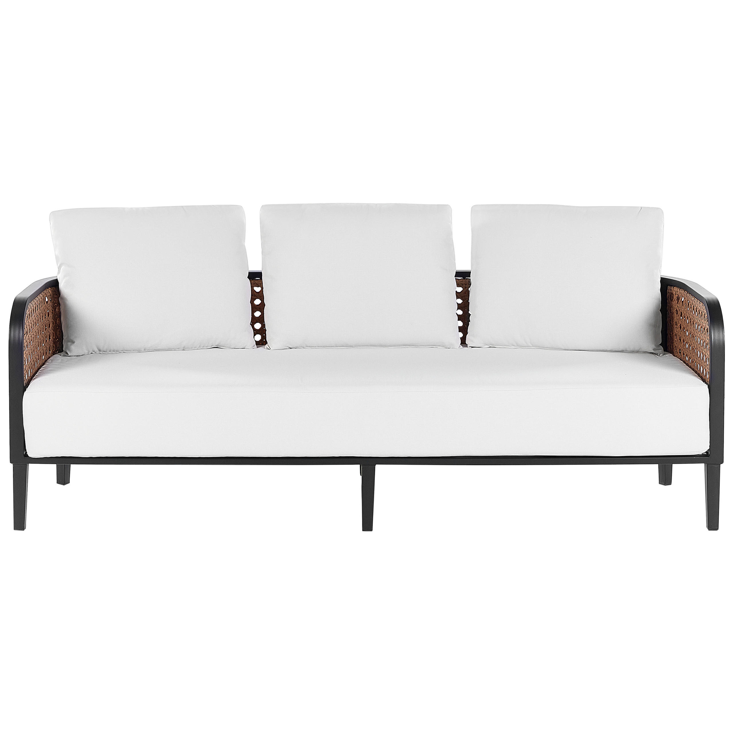 GARTENSOFA 3-Sitzer Aluminium weiß Montefalco - Creme, Metall (74/87/200cm) - Beliani