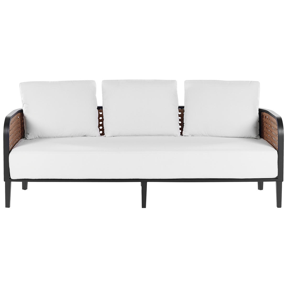 GARTENSOFA 3-Sitzer Aluminium weiß Montefalco - Creme, Metall (74/87/200cm) - Beliani