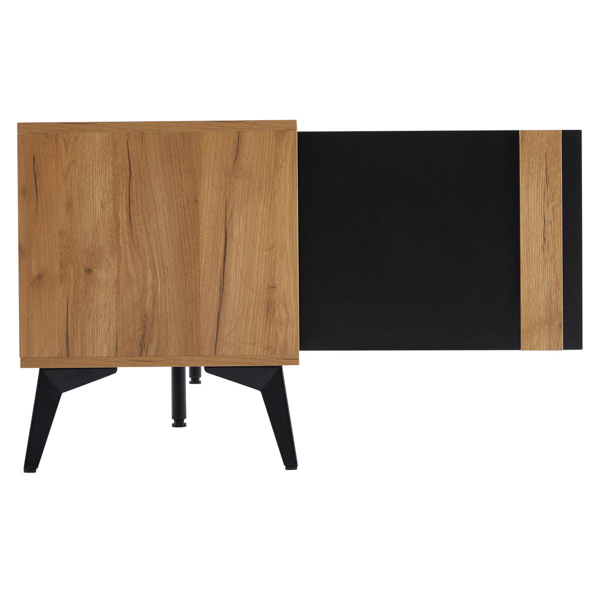 TV-SCHRANK 180/40/50 cm schwarz-braun Spanplatte mit 3 Türen und offenem Fach - Schwarz, Holzwerkstoff (180/50/40cm) - OKWISH