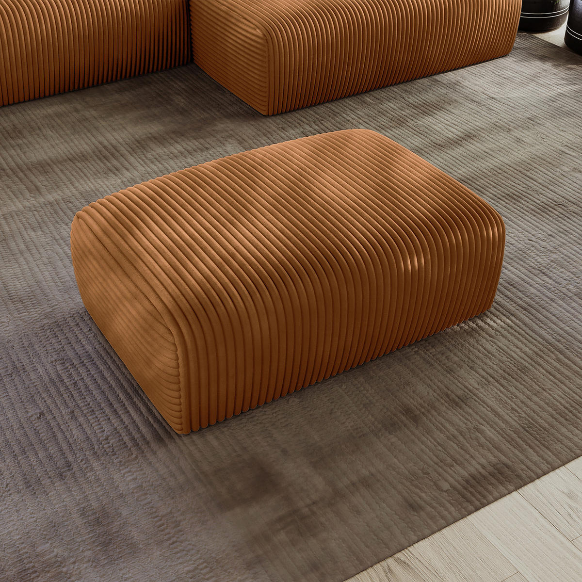 POLSTERHOCKER - Cord - Schwarz/Braun, Kunststoff/Textil (110/40/72cm) - home24