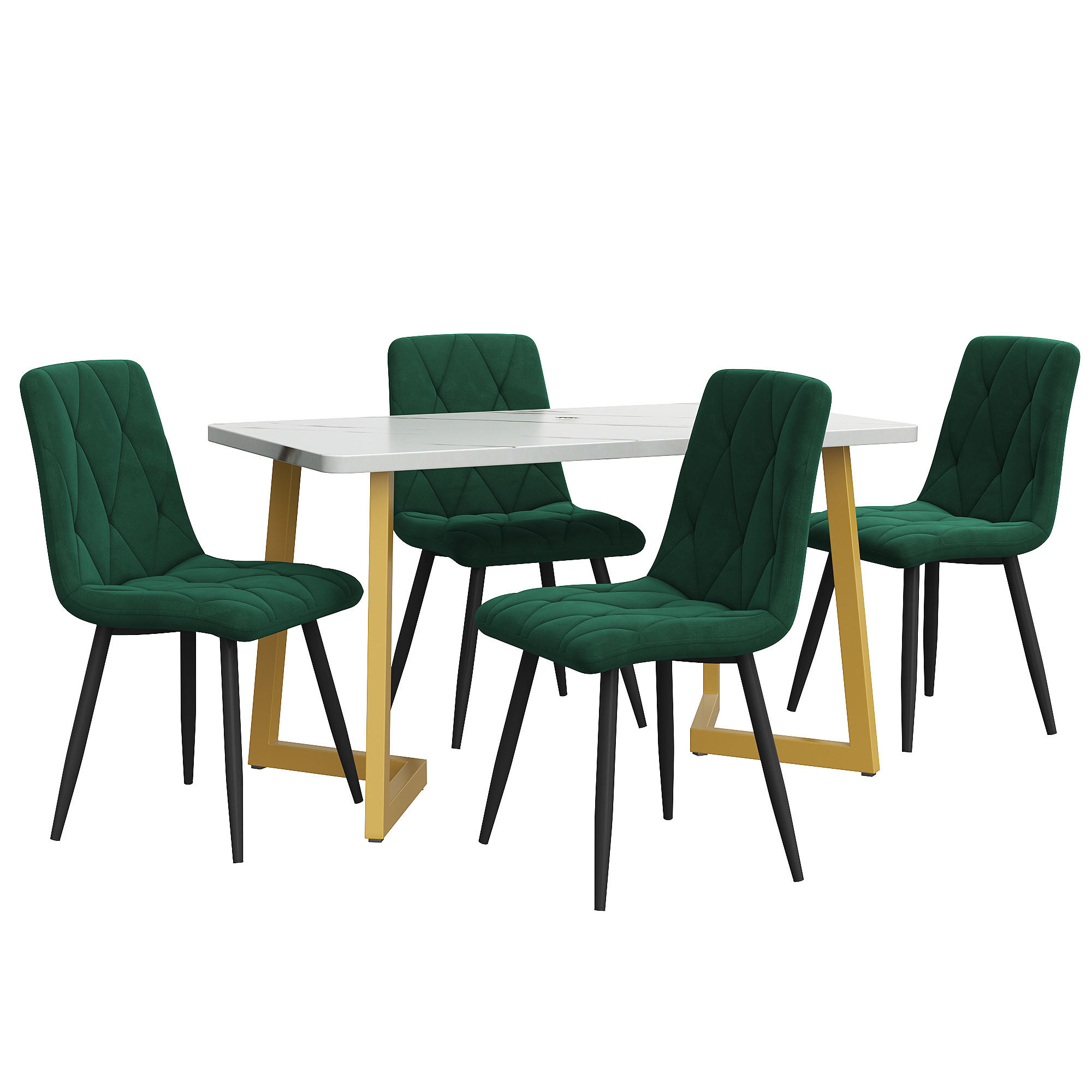 ESSGRUPPE DE-39027 117/68 cm Tisch mit 4 Stühlen Dunkelgrün - Grün, Holzwerkstoff (117/75/68cm) - ComfortXL