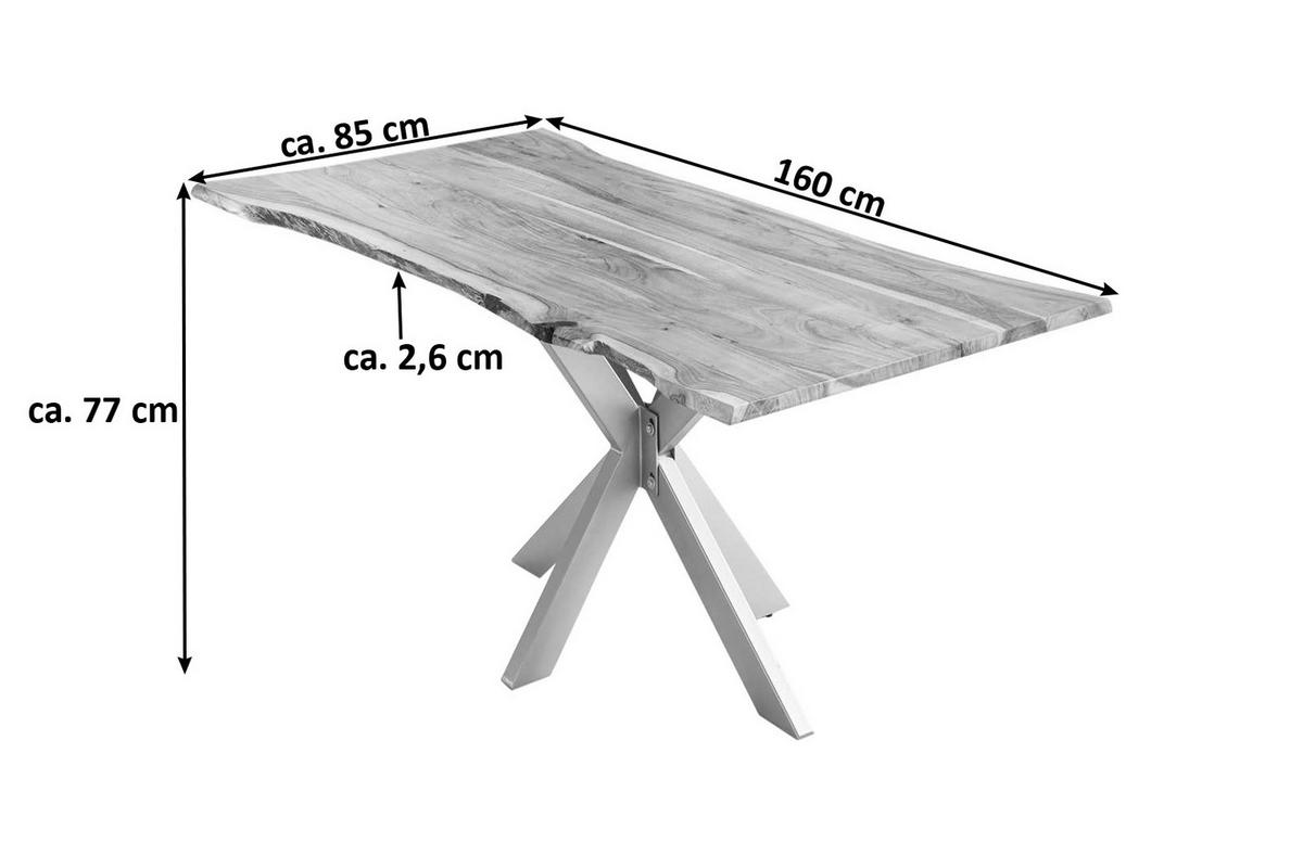 ESSTISCH HELENE - Beige/Silberfarben, Holz/Metall (85/160/77cm) - SAM