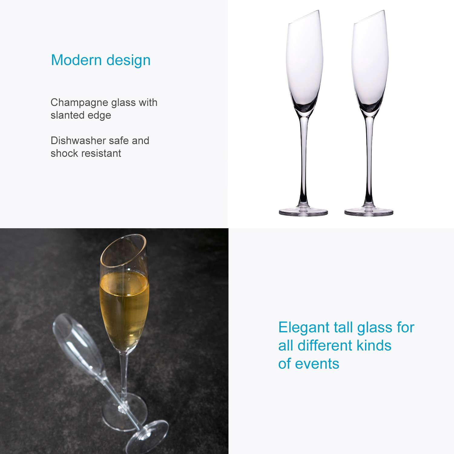 Thumbnail - Intirilife Champagner/Sekt, Transparent, Glas, 0.15 L, leicht zu reinigen, Essen & Trinken, Gläser, Champagner- & Sektgl...