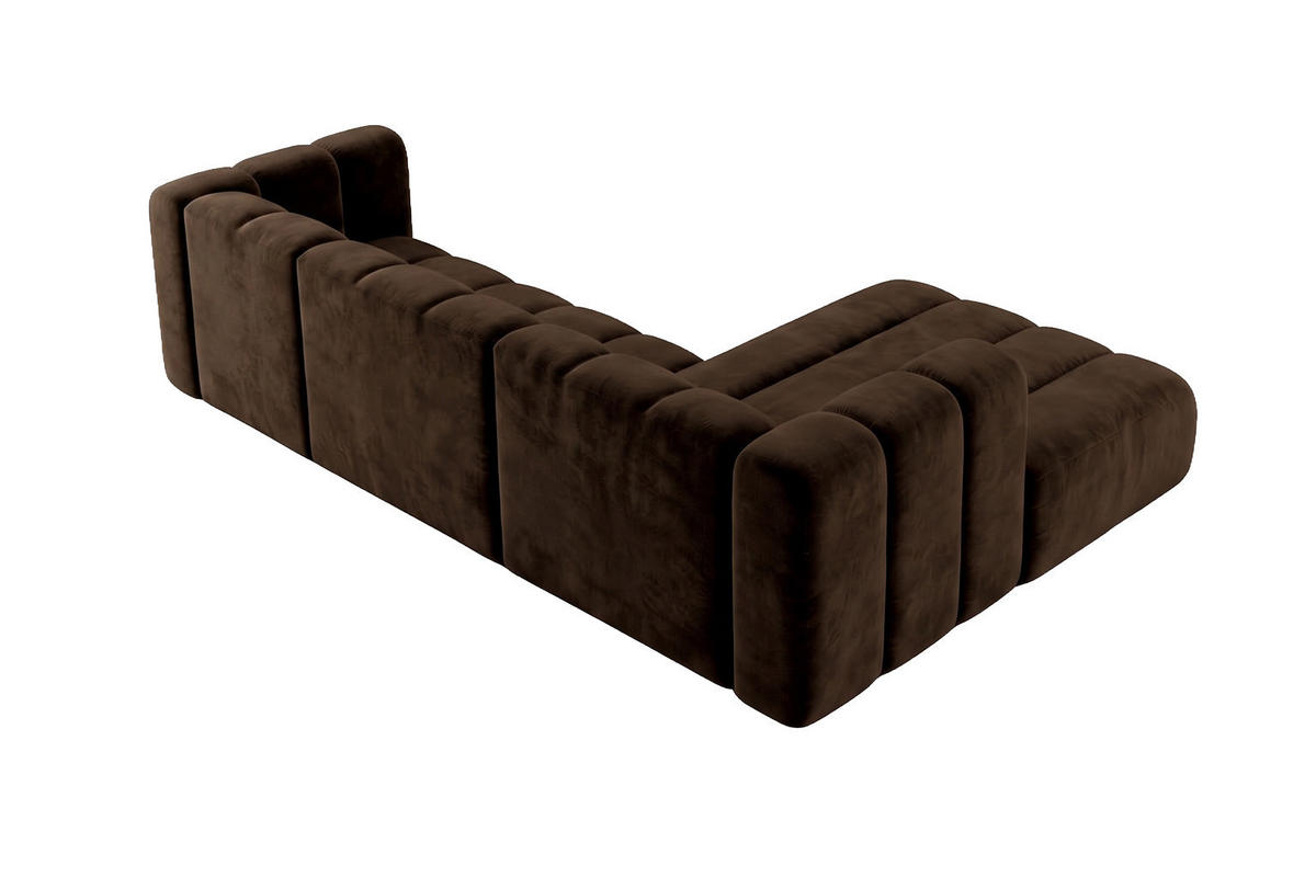 ECKSOFA Modulares In L-Form, Velvet-Stoff Riviera, Schokolade, Rechts, GRAND 287 cm - Braun, Holz (287/179cm) - Kaiser Möbel