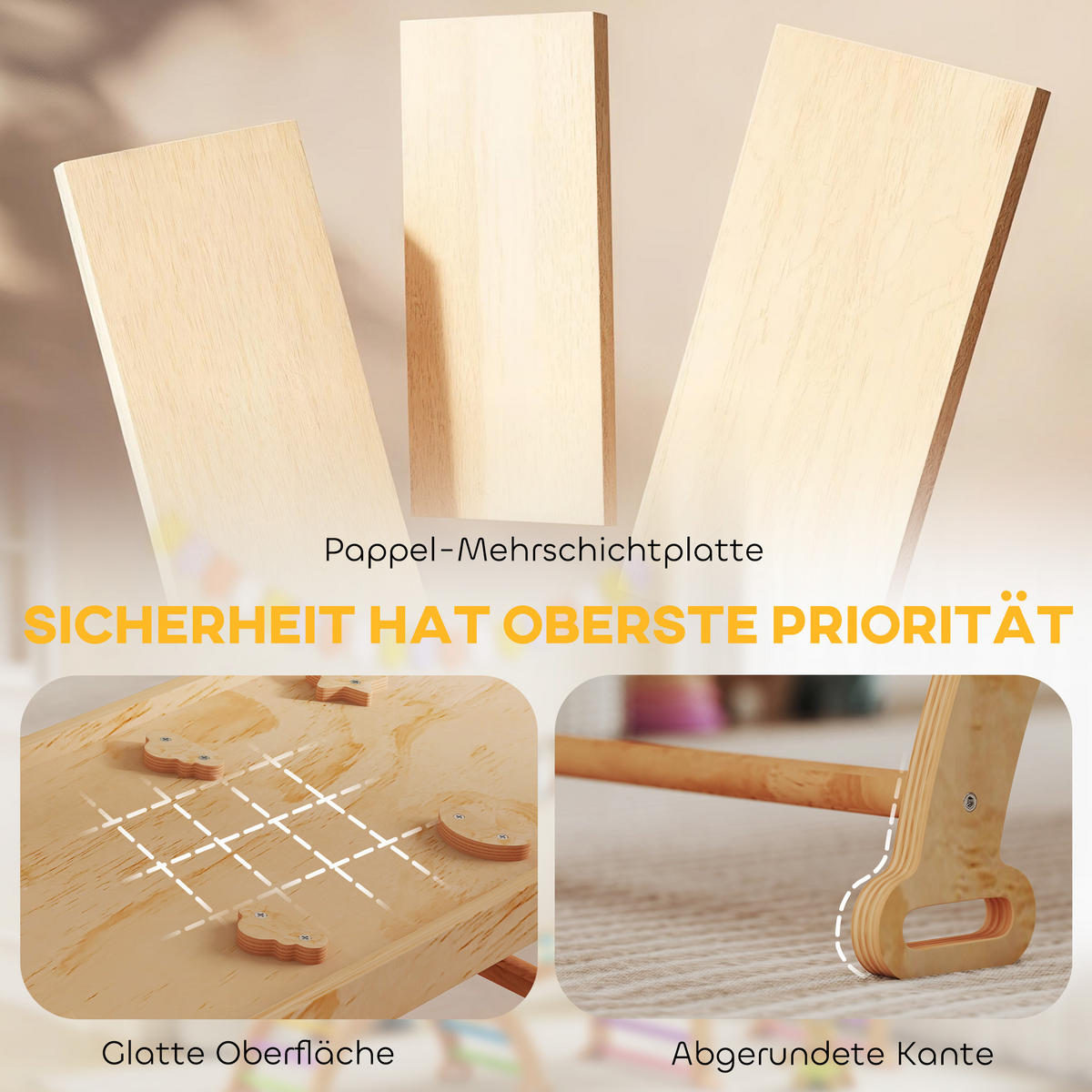 KLETTERGERÜST 9-in-1 DE-09844 Holz - Naturfarben, Holz (52.5/48/100cm) - ComfortXL