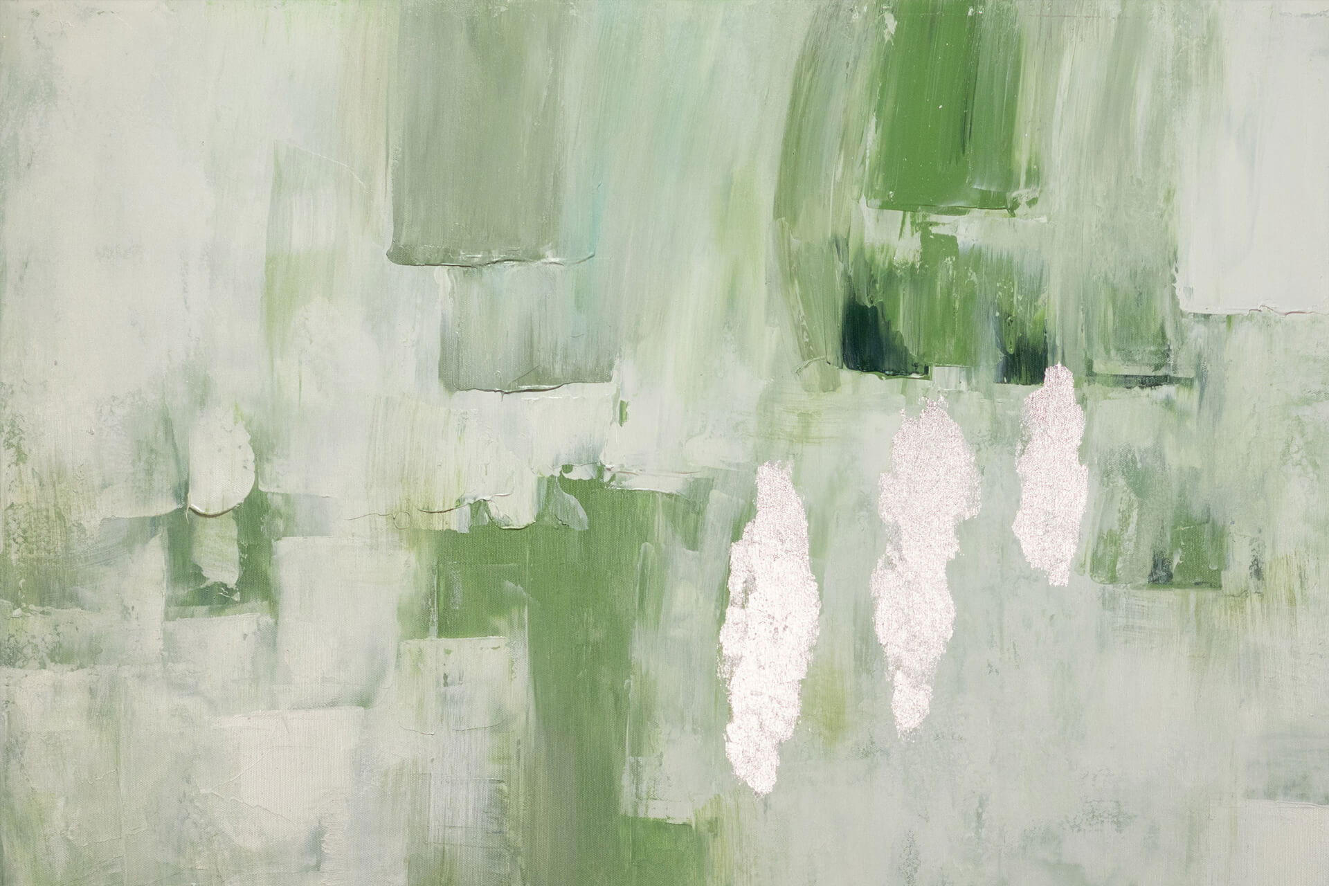 ACRYLBILD HANDGEMALT 120/80 cm - Weiß/Grün, Holz/Textil (2.08/80cm) - KUNSTLOFT