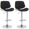 BARHOCKER 2er Set Stoff Natura/Schwarz - Chromfarben/Eukalyptusholzfarben, Textil/Metall (50/94/50cm) - CLP