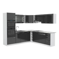 HÖRNKÖK R-Line, Antracit högblank/Vit, 247 x 237 cm utan bänkskiva - Vit/Svart högglans, Träbaserade material (247/206.8/46cm) - Vicco