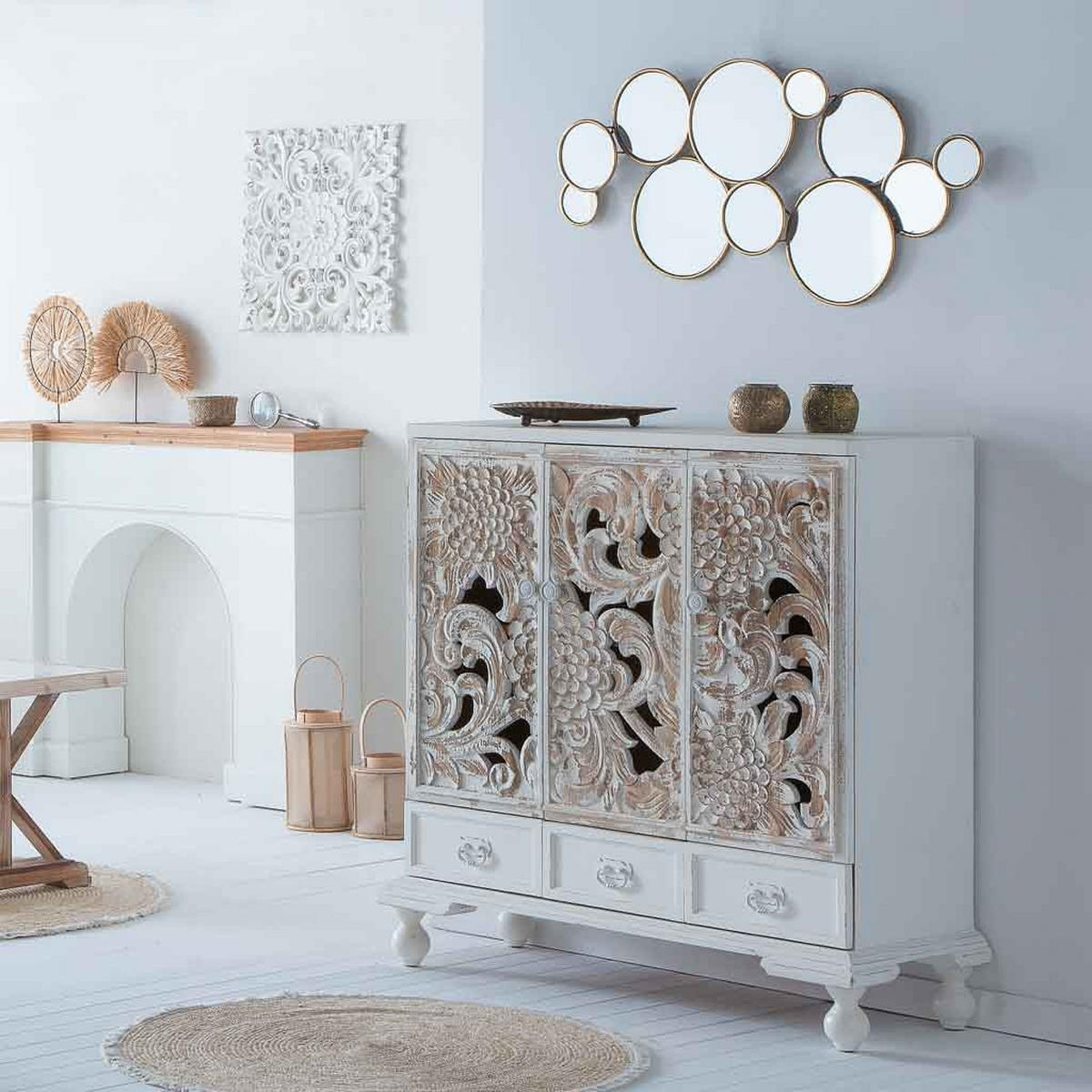 SIDEBOARD aus Holz 115x43x110 cm - Weiß, Holz (115/110/43cm) - Wanderlust