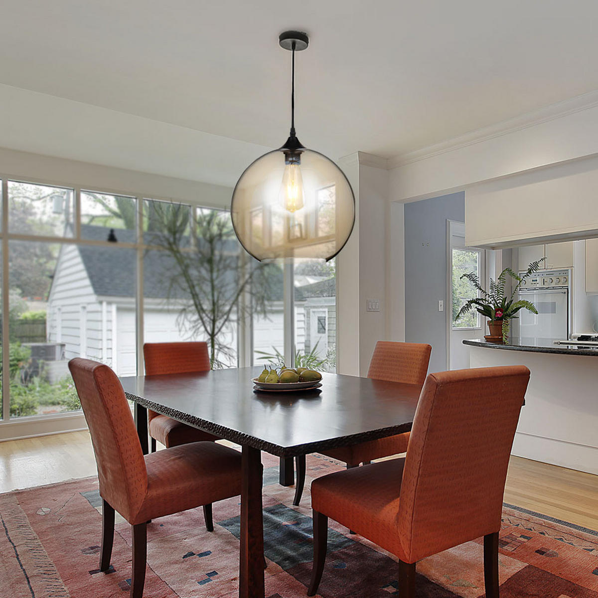 HÄNGELEUCHTE Metall Schwarz Bernstein - Schwarz, Glas (28/28/100cm)