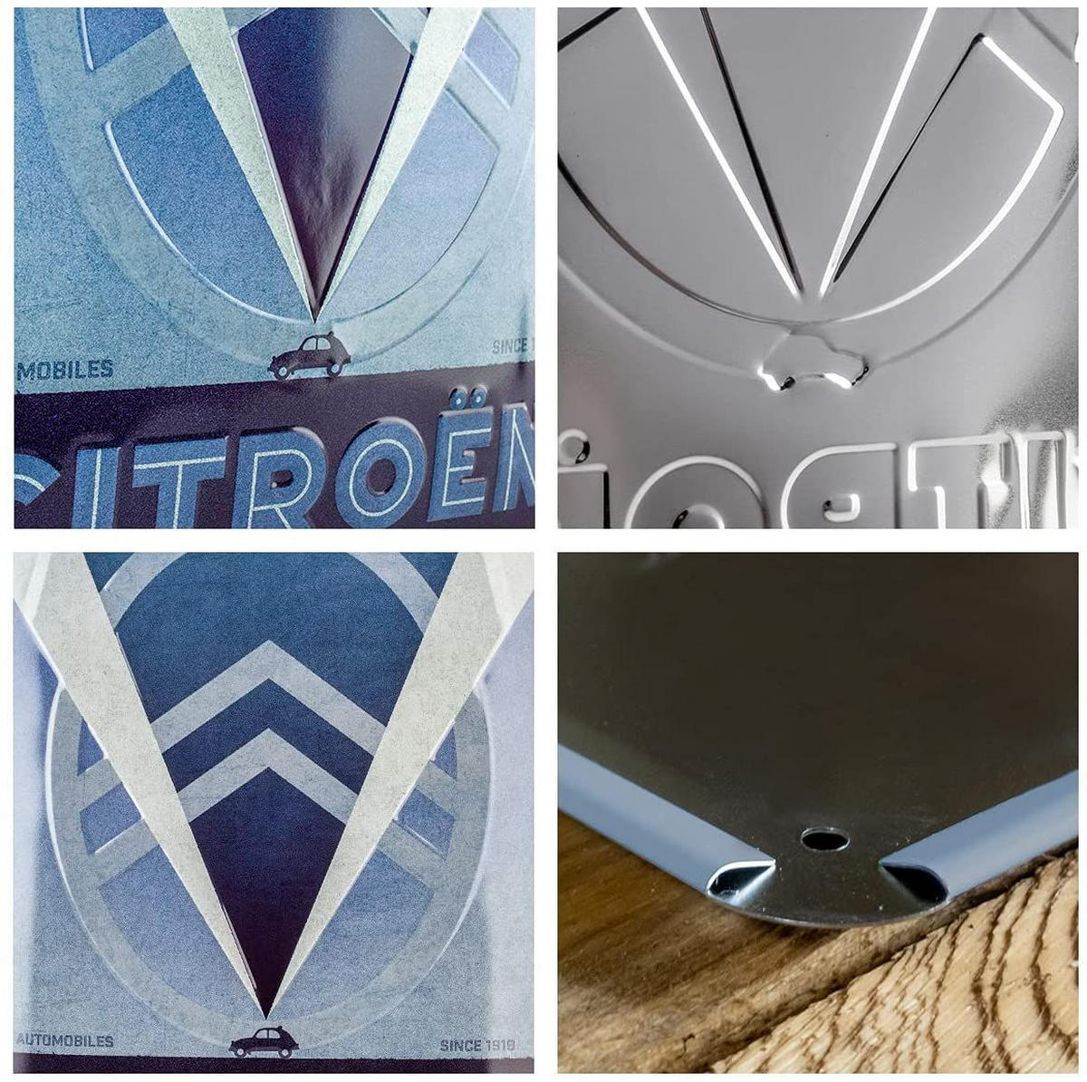 BLECHSCHILD 30/40 cm Citroen 2CV Logo Blue - Multicolor, Metall (30/40/0.2cm) - Nostalgic-Art