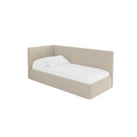 EINZELLBETT Jugendbett mit Bettkasten, Rechts - TULY 100x200 Dunkelbeige - Taupe, Holzwerkstoff/Textil (100/200cm) - ALTDECOR