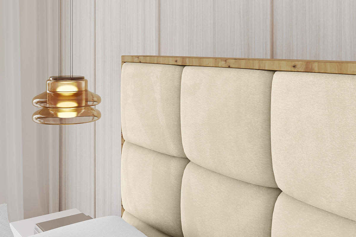 POLSTERBETT mit Bettkasten, Fußteil und Lattenrost, Boxbett mit Matratze H3/H4 - ENZO2-Z 180x200 Beige - Ecru, Holzwerkstoff/Textil (180/200cm) - ALTDECOR