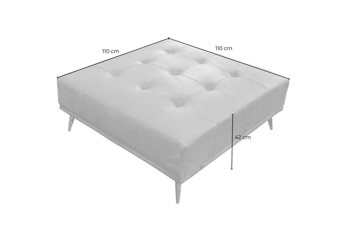 HOCKER WIOLO Braun Leder - Dunkelbraun/Silberfarben, Leder/Metall (110/42/110cm) - KAWOLA